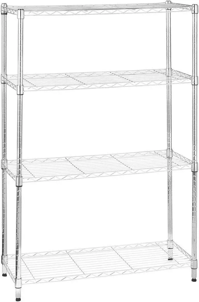 Main image of 4-Shelf Adjustable Heavy Duty Steel Wire Rack Storage Shelving Organizer for Kitchen, Garage, 36" L x 14" W x 54" H, Chrome Silver