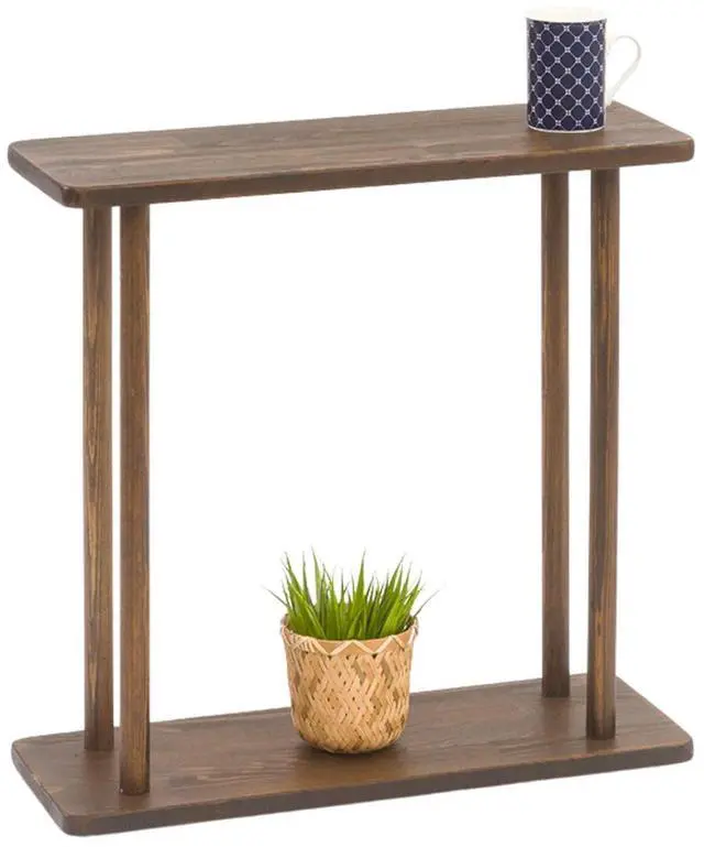 Main image of Rectangular Solid Wood Narrow Side Table, Skinny Bedside Table, Small End Table (Dark Walnut, Large)