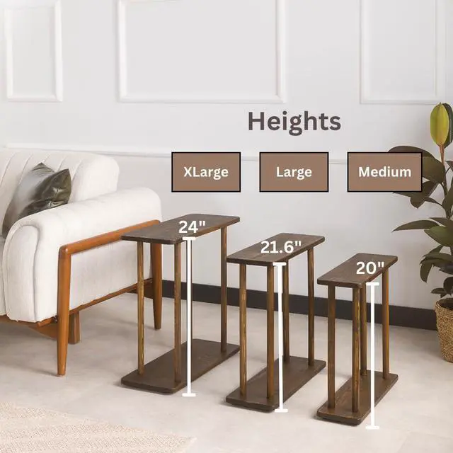 Alt view image 4 of 7 - Rectangular Solid Wood Narrow Side Table, Skinny Bedside Table, Small End Table (Dark Walnut, Large)
