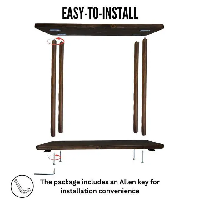 Alt view image 7 of 7 - Rectangular Solid Wood Narrow Side Table, Skinny Bedside Table, Small End Table (Dark Walnut, Large)