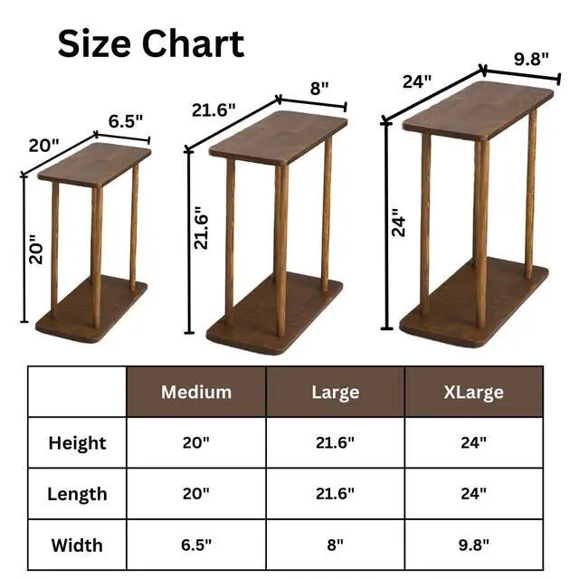 Alt view image 5 of 7 - Rectangular Solid Wood Narrow Side Table, Skinny Bedside Table, Small End Table (Dark Walnut, Large)