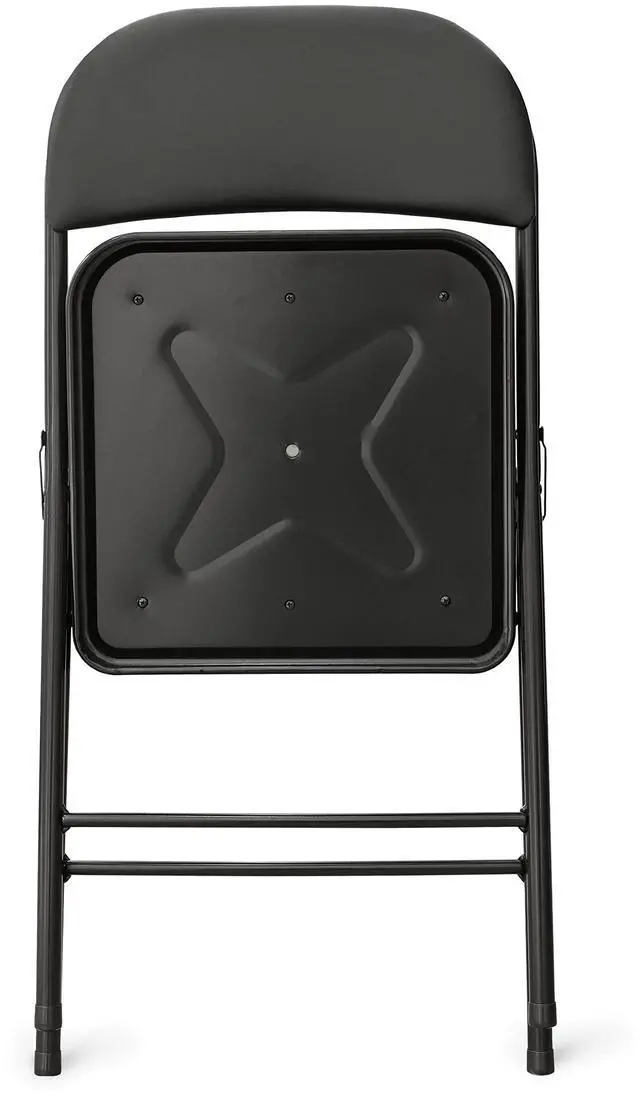 Alt view image 4 of 5 - Comfortable Vinyl-Padded Metal Steel Folding Chairs, Black, 4-Pack