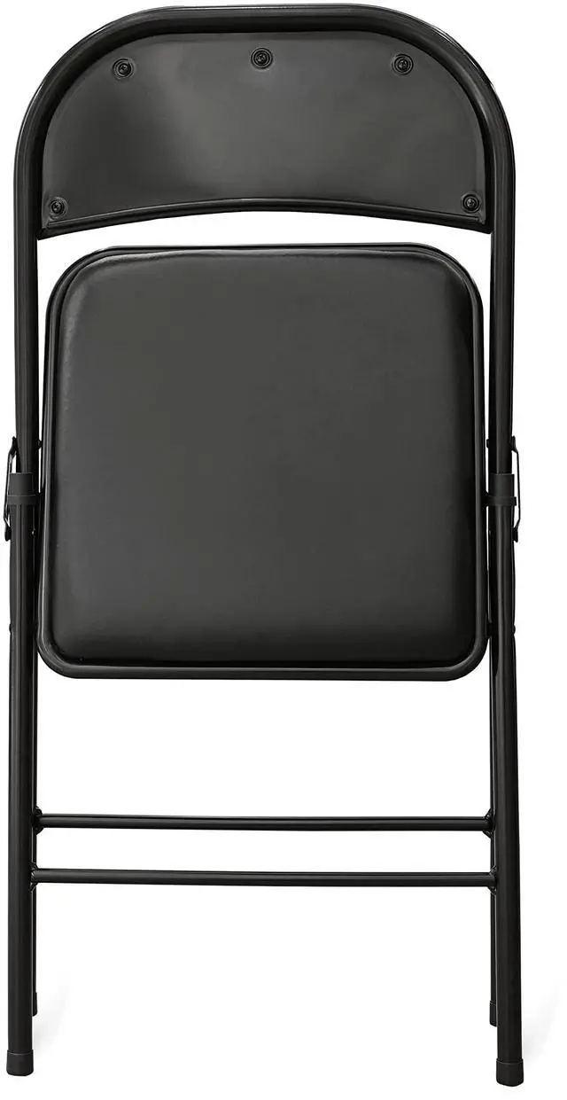 Alt view image 3 of 5 - Comfortable Vinyl-Padded Metal Steel Folding Chairs, Black, 4-Pack