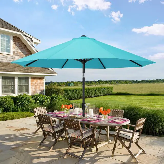 Alt view image 2 of 6 - Patio Umbrella for Outdoor Market Table -8 Ribs (10ft,Turquoise)
