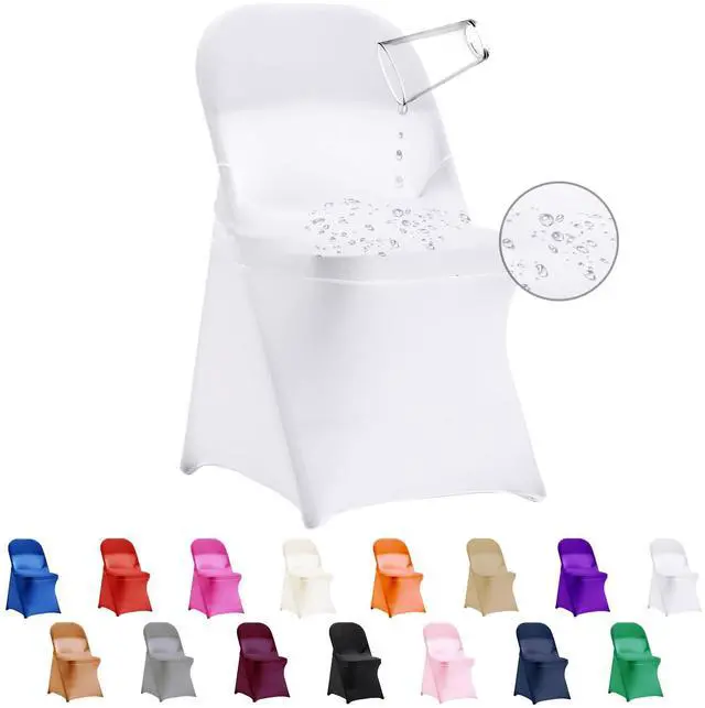Main image of 36 PCS Waterproof Stretch Spandex Folding Chair Covers, Dining Room Chair Slipcovers Protector for Wedding, Banquet, Party, Holidays, Celebration and DecorationWhite