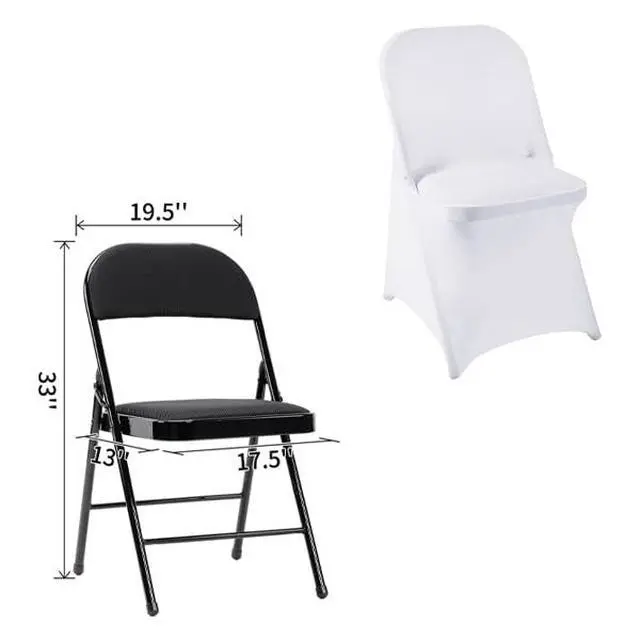 Alt view image 3 of 7 - 36 PCS Waterproof Stretch Spandex Folding Chair Covers, Dining Room Chair Slipcovers Protector for Wedding, Banquet, Party, Holidays, Celebration and DecorationWhite