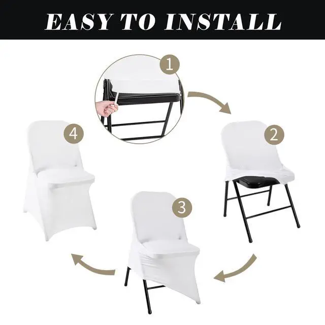 Alt view image 5 of 7 - 36 PCS Waterproof Stretch Spandex Folding Chair Covers, Dining Room Chair Slipcovers Protector for Wedding, Banquet, Party, Holidays, Celebration and DecorationWhite