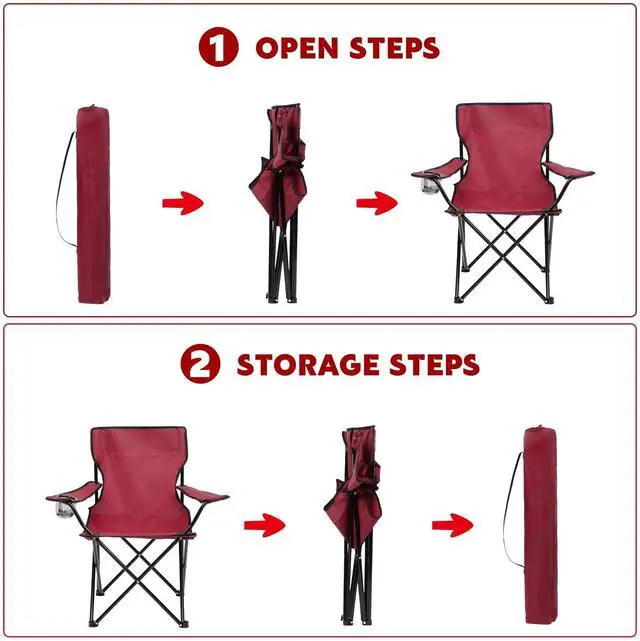 Alt view image 4 of 7 - 2 Pack Beach Umbrella Chairs Folding Camping Portable Beach Chairs with Canopy Shade Adults with Cup Holder and Carrying Bag for Camping Hiking Travel Picnic Outdoor Events(Wine Red)