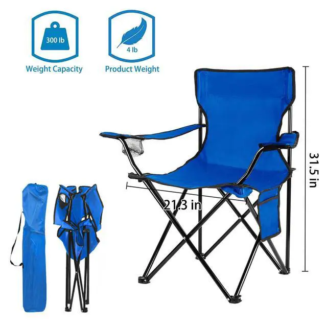 Alt view image 2 of 7 - Damei century 4Pack Folding Camping Chairs-Lightweight, Installation-Free, Portable Chair for Beach, Lawn, Outdoor Sports,Blue