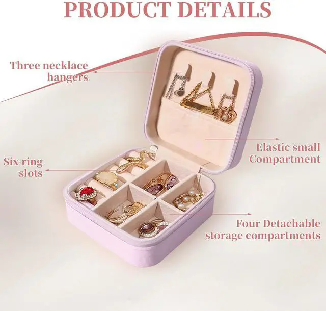 Alt view image 3 of 7 - 36 Pcs Small Jewelry Travel Case Bulk Small Ring Gift Boxes with Zipper Portable Mini Jewelry Box Leather Jewelry Organizer Earring Storage Container for Women Travel Organizer Supplies (Multicolor)