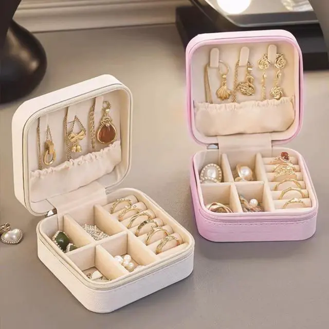 Alt view image 4 of 7 - 36 Pcs Small Jewelry Travel Case Bulk Small Ring Gift Boxes with Zipper Portable Mini Jewelry Box Leather Jewelry Organizer Earring Storage Container for Women Travel Organizer Supplies (Multicolor)