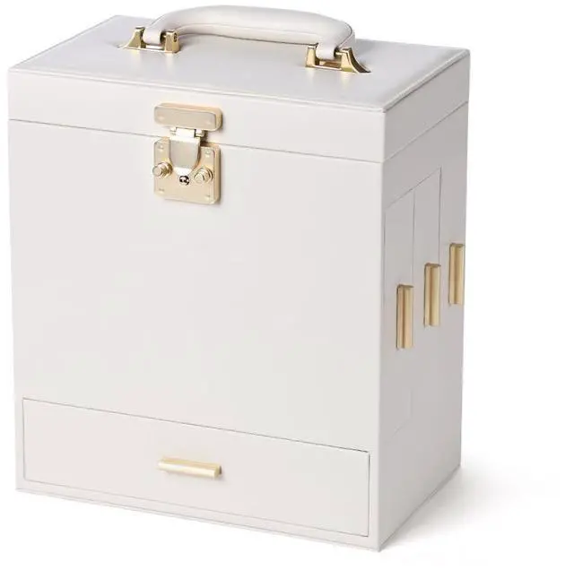 Alt view image 7 of 7 - Jewelry Box with Mirror, 5-Layer Jewelry Organizer with 3 Side Drawers, Jewelry Display Box with Handle Design, Large Storage Capacity, Modern Style, Christmas Gift for Women