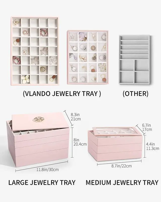 Alt view image 5 of 7 - Jewelry Organizer - Stackable Trays for Drawer - Pink