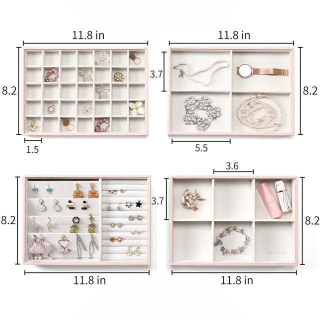 Alt view image 6 of 7 - Jewelry Organizer - Stackable Trays for Drawer - Pink