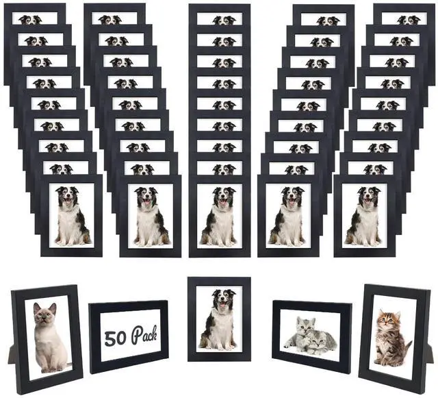 Main image of Set of 50 Picture Frame Bulk Photo Frames Wall Mounting Simple Photo Frames Multi Picture Frames for Wall or Tabletop, 5 Inch x 7 inch Black