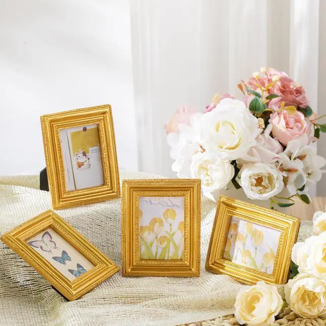 Alt view image 2 of 7 - 20 Pcs Small Gold Picture Frames Pack Mini Retro 2. 5x3. 5 Antique Tiny Ornate Photo Frames for Wall Hanging Tabletop Display Home Gallery Decor