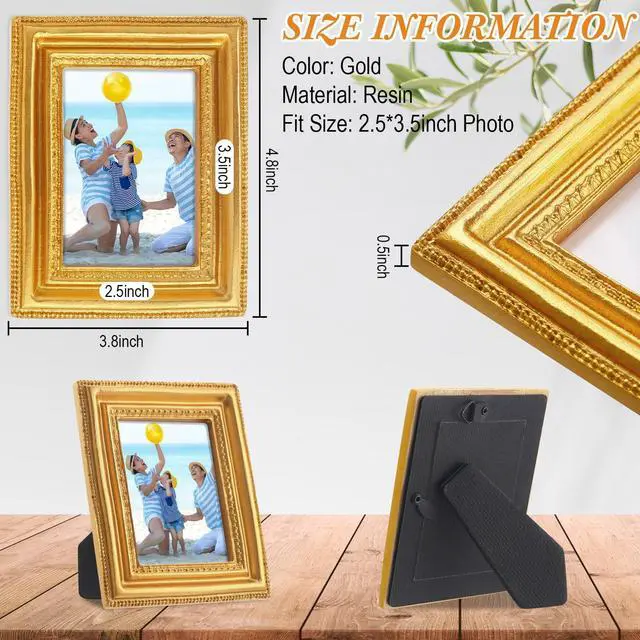 Alt view image 3 of 7 - 20 Pcs Small Gold Picture Frames Pack Mini Retro 2. 5x3. 5 Antique Tiny Ornate Photo Frames for Wall Hanging Tabletop Display Home Gallery Decor