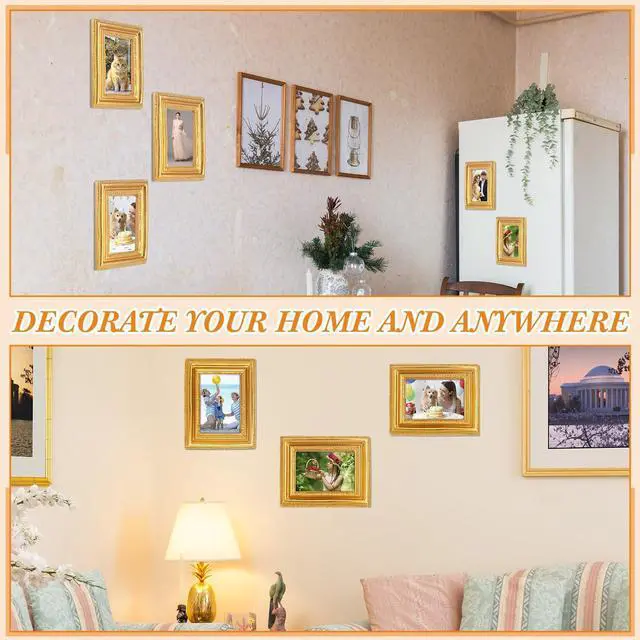 Alt view image 4 of 7 - 20 Pcs Small Gold Picture Frames Pack Mini Retro 2. 5x3. 5 Antique Tiny Ornate Photo Frames for Wall Hanging Tabletop Display Home Gallery Decor