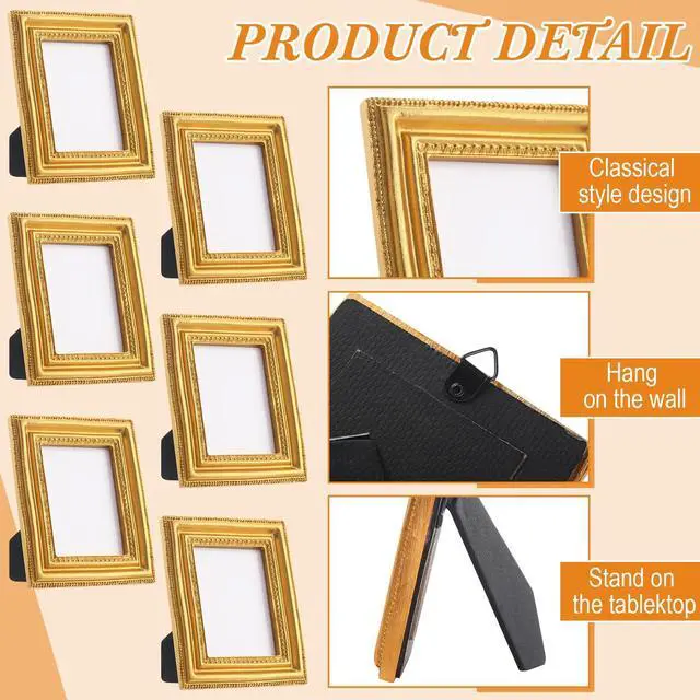 Alt view image 6 of 7 - 20 Pcs Small Gold Picture Frames Pack Mini Retro 2. 5x3. 5 Antique Tiny Ornate Photo Frames for Wall Hanging Tabletop Display Home Gallery Decor