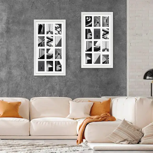 Alt view image 4 of 6 - 12 Opening 4x6 White Collage Picture Frames Set of 2, Multiple Frames for Displaying 6x4 Photos with Mat