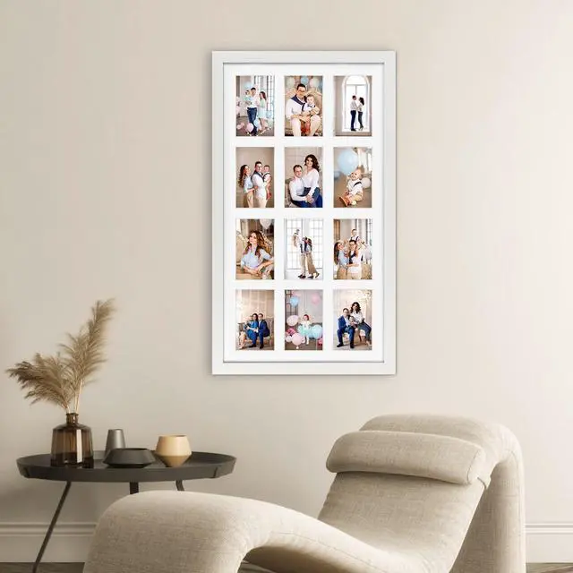 Alt view image 5 of 6 - 12 Opening 4x6 White Collage Picture Frames Set of 2, Multiple Frames for Displaying 6x4 Photos with Mat