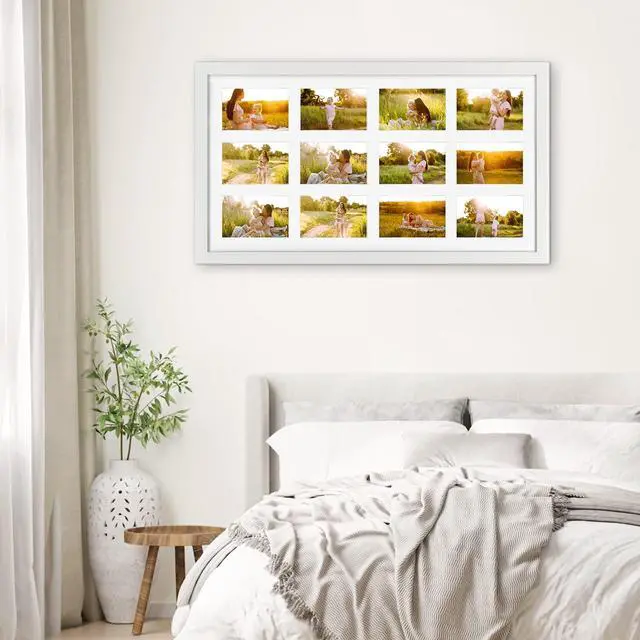 Alt view image 6 of 6 - 12 Opening 4x6 White Collage Picture Frames Set of 2, Multiple Frames for Displaying 6x4 Photos with Mat