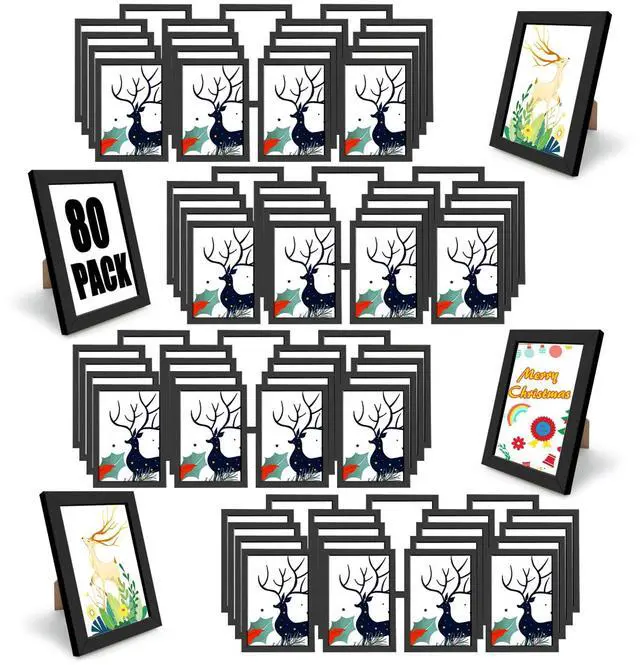 Main image of Set of 80 Picture Frame Bulk Photo Frames Wall Mounting Simple Photo Frames Picture Frames for Wall or Tabletop, 4x6 Black