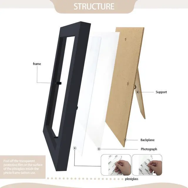 Alt view image 3 of 7 - Set of 80 Picture Frame Bulk Photo Frames Wall Mounting Simple Photo Frames Picture Frames for Wall or Tabletop, 4x6 Black