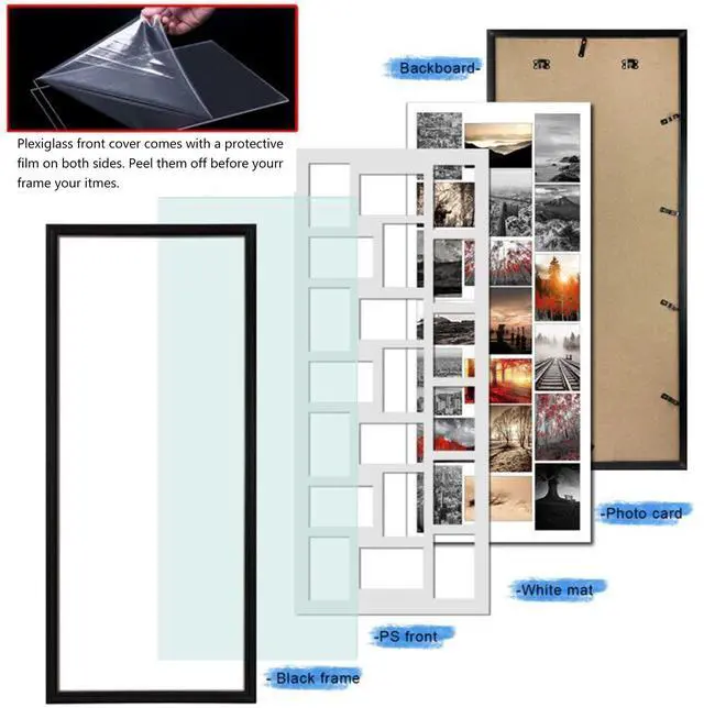Alt view image 2 of 7 - 20 Opening 4x6 Collage Picture Frame Set of 2, 18.1x41.3 inches Black Multiple Frames Display 4 by 6 inch Photos with Mat for Wall Hanging