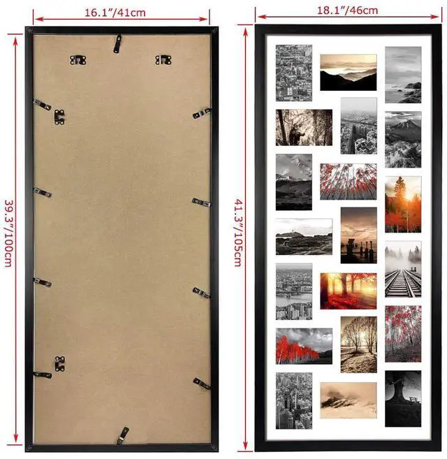 Alt view image 3 of 7 - 20 Opening 4x6 Collage Picture Frame Set of 2, 18.1x41.3 inches Black Multiple Frames Display 4 by 6 inch Photos with Mat for Wall Hanging