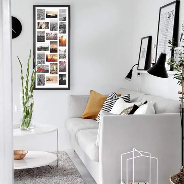 Alt view image 6 of 7 - 20 Opening 4x6 Collage Picture Frame Set of 2, 18.1x41.3 inches Black Multiple Frames Display 4 by 6 inch Photos with Mat for Wall Hanging