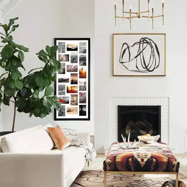 Alt view image 7 of 7 - 20 Opening 4x6 Collage Picture Frame Set of 2, 18.1x41.3 inches Black Multiple Frames Display 4 by 6 inch Photos with Mat for Wall Hanging