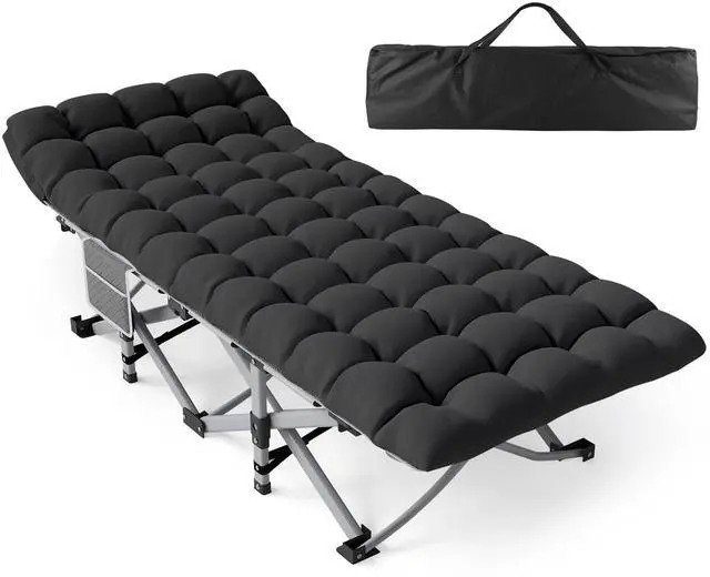 Main image of Camping Cot for Adults, Heavy-Duty Portable Cot Bed with Mattress, Foldable Padded Sleeping Cots for Camping Travel Tent Day Bed Outdoor & Home Guest, Max Load 500 LBS, 75x28x15