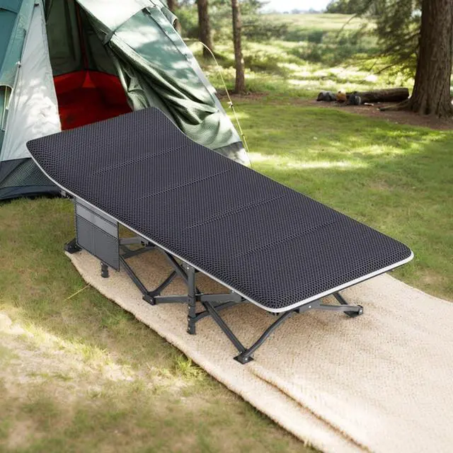 Alt view image 7 of 7 - Camping Cot for Adults with Cushion Comfortable, Tent Folding Cot for Sleeping, Lightweight Folding Bed with Carry Bag Supports 450 lbs