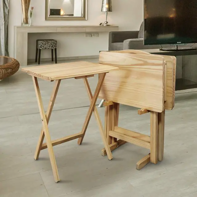 Alt view image 2 of 3 - 660-40 Tray Table Set, Natural, 14.75 in x 19 in x 25.5 in, 5 Piece