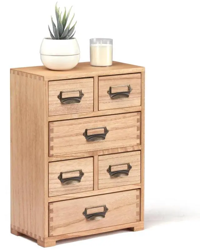 Main image of Wooden Storage Cabinet Organizer Desktop Storage Drawers for Home Office Supplies Natural(4D6CG-NA)