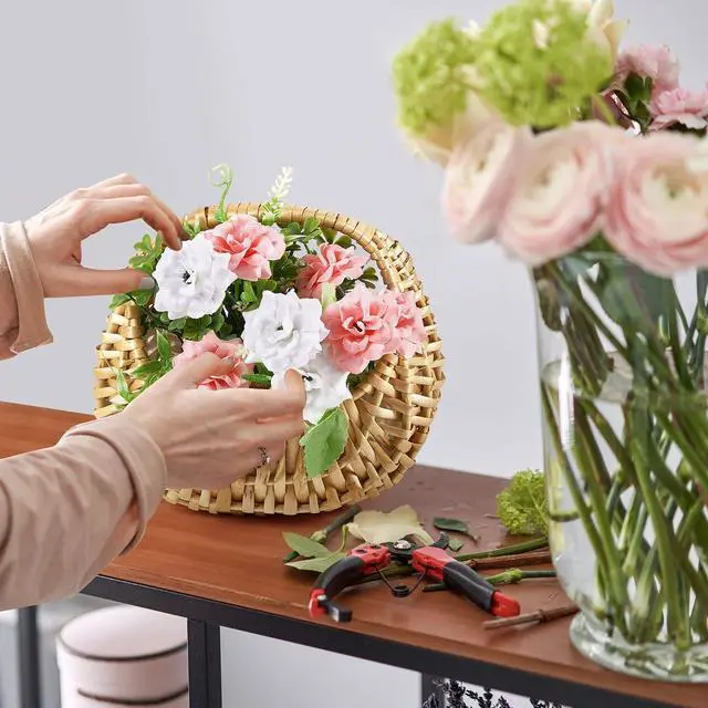 Alt view image 5 of 7 - 6 Pack Rattan Flower Girl Basket Small Half Moon Straw Wicker Basket with Handle Ideal for Wedding Flower Girl,Picnic,Garden Storage and Home Decor (Nature)