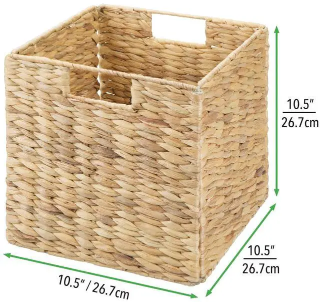 Alt view image 5 of 7 - Natural Woven Hyacinth Cube Organizer Basket with Handles, Storage for Bathroom, Laundry Room Shelf or Nursery - Perfect for Cubby Storage Units - Hold Blankets and Books - 6 Pack, Natural/Tan