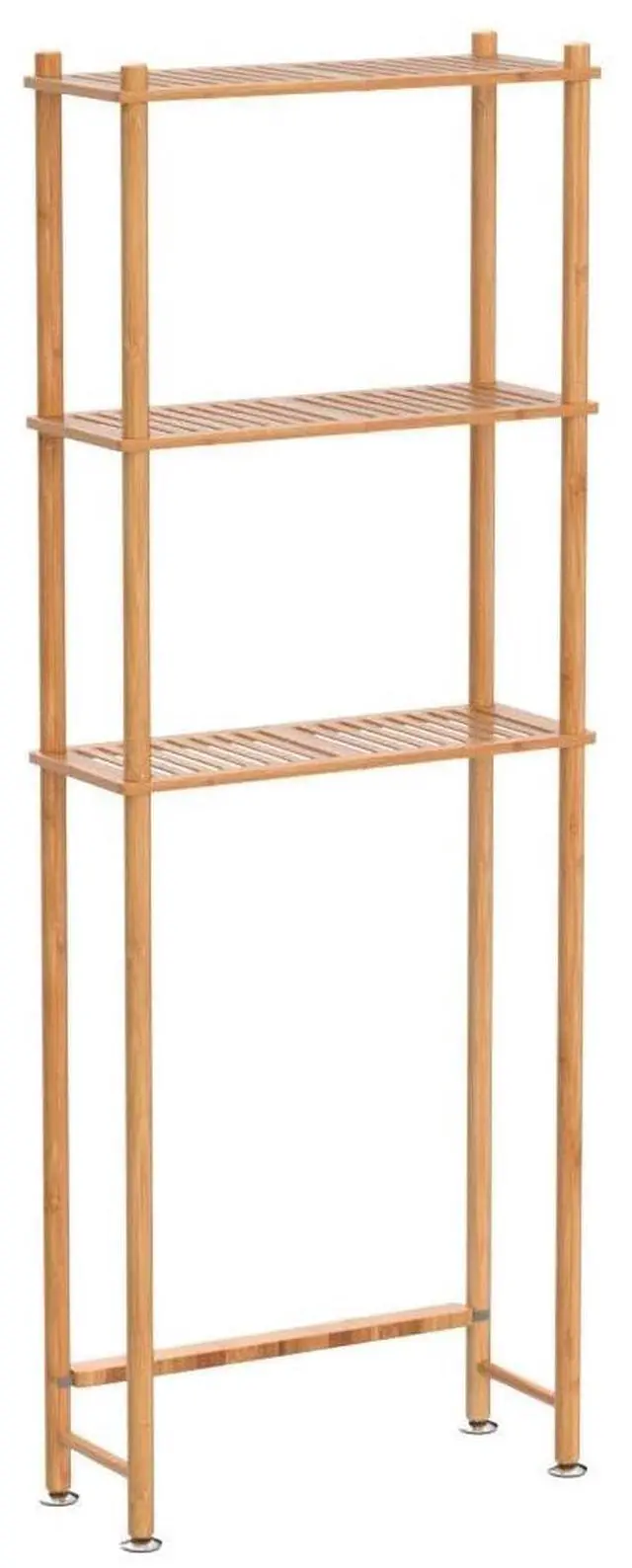 Alt view image 4 of 7 - Over The Toilet Storage Shelf Bamboo, 3-Tier Over Toilet Organizer Rack, Freestanding Above Toilet Shelf for Bathroom, Laundry, Space Saver, Natural Color