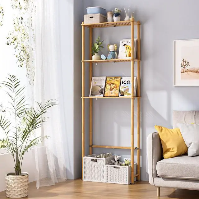Alt view image 6 of 7 - Over The Toilet Storage Shelf Bamboo, 3-Tier Over Toilet Organizer Rack, Freestanding Above Toilet Shelf for Bathroom, Laundry, Space Saver, Natural Color