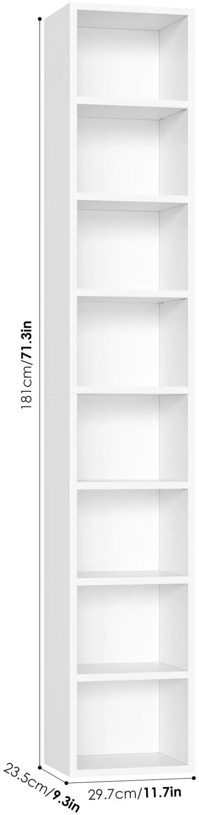 Alt view image 7 of 7 - 8-Tier Media Tower Rack, 11.6 X 9.3 X 70.9 Inches CD DVD Slim Storage Cabinet with Adjustable Shelves, Tall Narrow Bookcase Display Bookshelf for Home Office, White