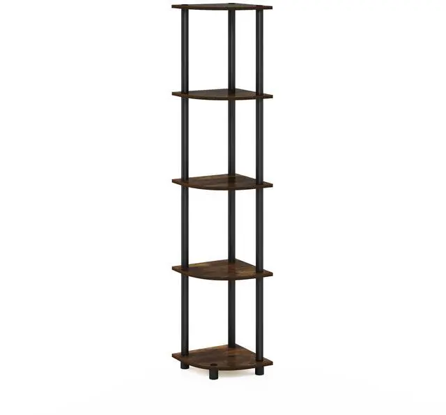 Main image of Turn-N-Tube 5 Tier Corner Display Rack Multipurpose Shelving Unit, Amber Pine/Black