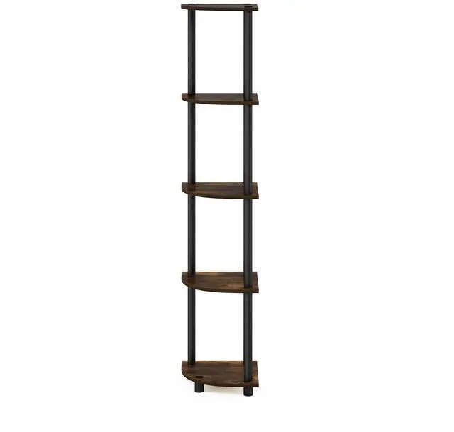 Alt view image 3 of 5 - Turn-N-Tube 5 Tier Corner Display Rack Multipurpose Shelving Unit, Amber Pine/Black