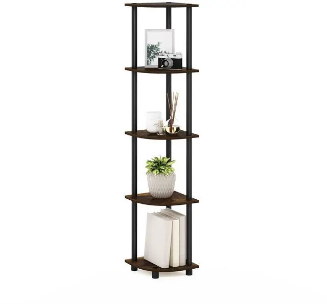 Alt view image 4 of 5 - Turn-N-Tube 5 Tier Corner Display Rack Multipurpose Shelving Unit, Amber Pine/Black