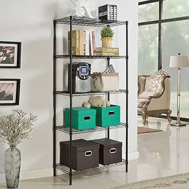 Alt view image 2 of 6 - Wire Shelving Unit Commercial Metal Shelf Adjustable Layer Rack Strong Steel for Restaurant Garage Pantry Kitchen Garage (36×14×72, Black)