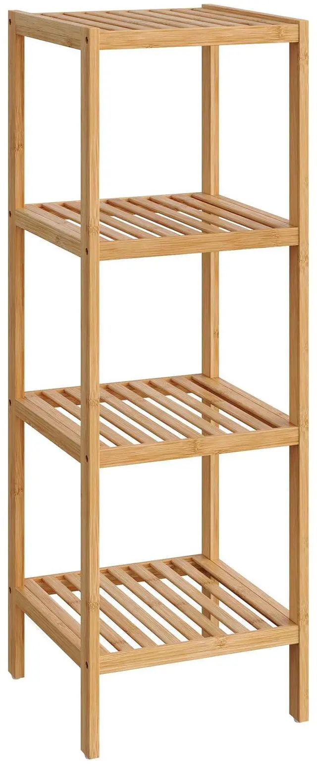 Main image of Bamboo Storage Shelf, 4-Tier Shelving Unit, Multifunctional, in the Entryway, Bathroom, Living Room, Balcony, Kitchen, 13 x 13 x 38.6 Inches, Light Bamboo UBCB54Y