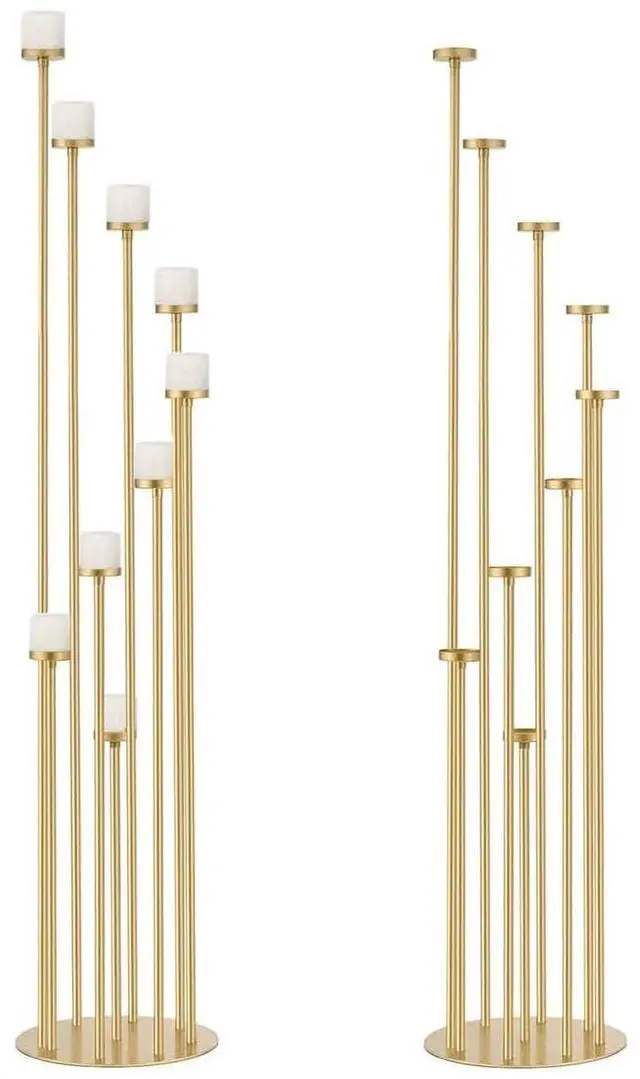 Main image of 2pcs 9 Arm Candelabra,Floor Candle Holders Tall Set for Wedding Aisle Decoration,Gold Candelabras for Fireplace,Candle Stand Fit for Flameless or Wax