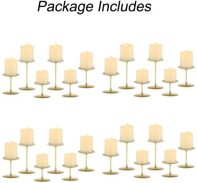 Alt view image 6 of 7 - Pillar Candle Holders Candle Plates - Set of 24 Candelabra Candle Stand Iron Plate Minimalism Modern Home Mantel Dinning Table Christmas Decorations Centerpiece for Wedding, Party, Events, Gold
