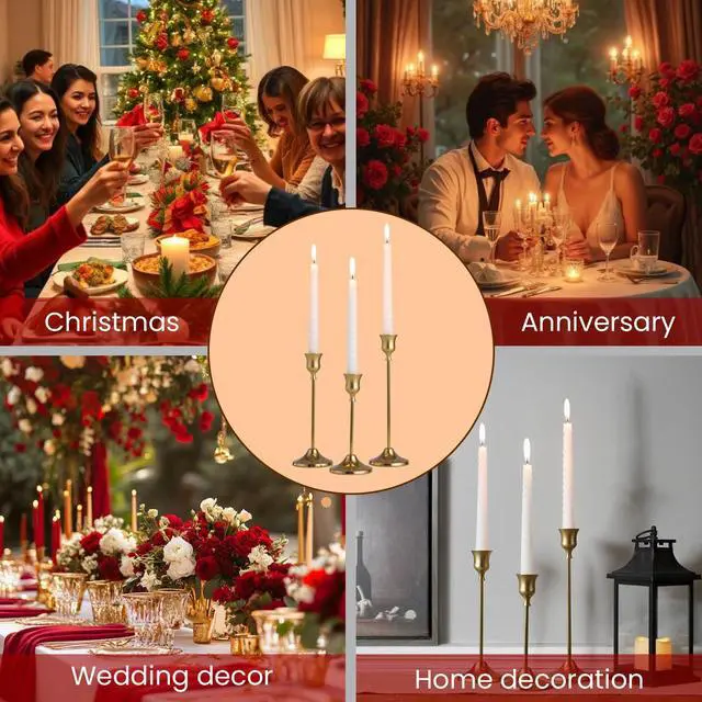 Alt view image 6 of 7 - Gold Candle Holders Set -30pcs Taper Candle Holder for Candlesticks, Tall Metal Candlestick Holders for Table Centerpiece, Home Decor, Fits 3/4 Inch Thick Candles (Gold, 10 Sets(30 Pcs))