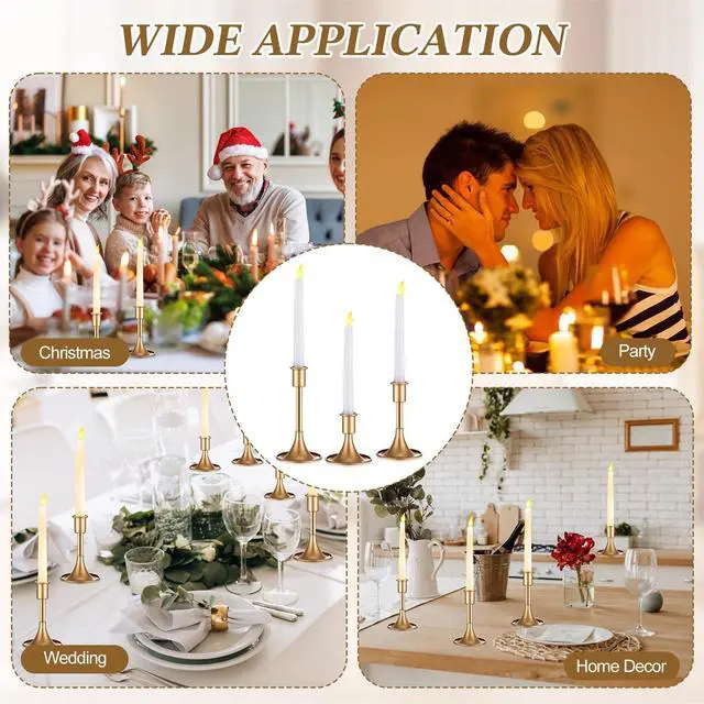 Alt view image 6 of 6 - 24 Pcs Elegant Candle Holders Matte Retro Design Aluminum Alloy Candlestick Holders with Various Heights 3.3" 5.5" 6.3" for Wedding Table Centerpiece Decoration(Gold)
